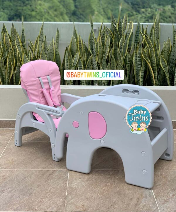 Silla comedor escritorio maxibaby elefante 2 en 1 rosado