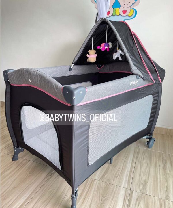 Cuna sally negro con rosado 716