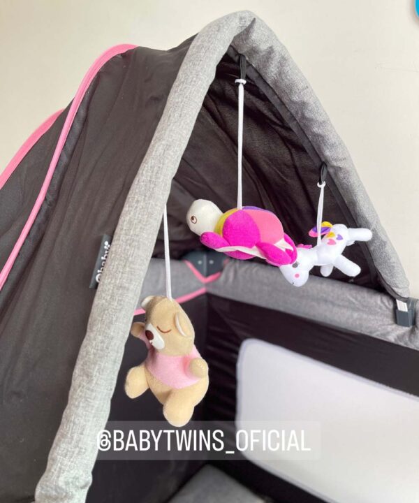 Cuna sally negro con rosado 716