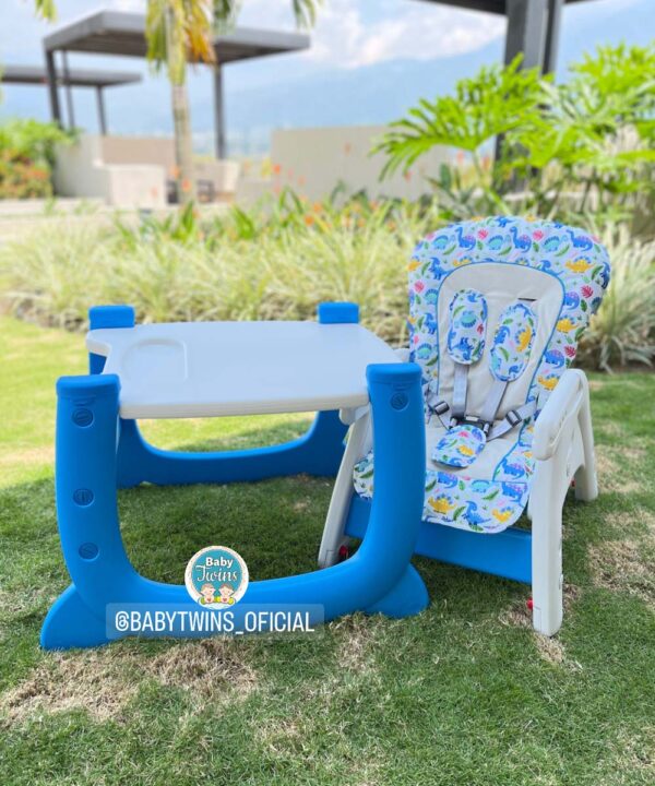 silla comedor 2 en 1 Merly azul con Dinosaurios