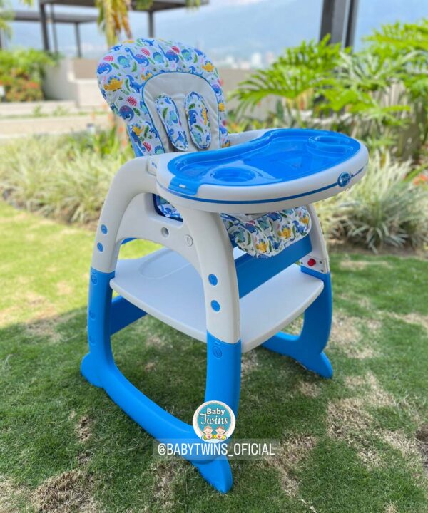 silla comedor 2 en 1 Merly azul con Dinosaurios