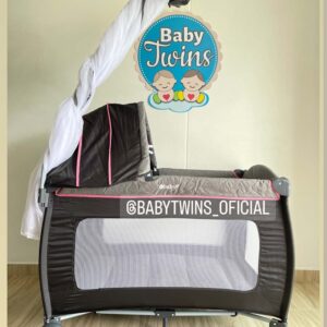 Cuna sally negro con rosado 716