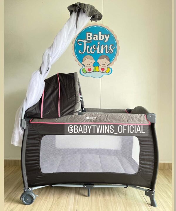 Cuna sally negro con rosado 716