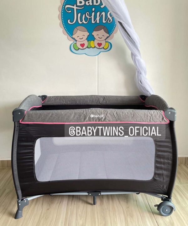 Cuna sally negro con rosado 716