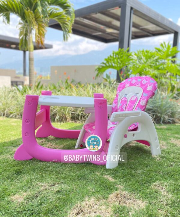 Silla comedor 2 en 1 Merly rosado gatitos