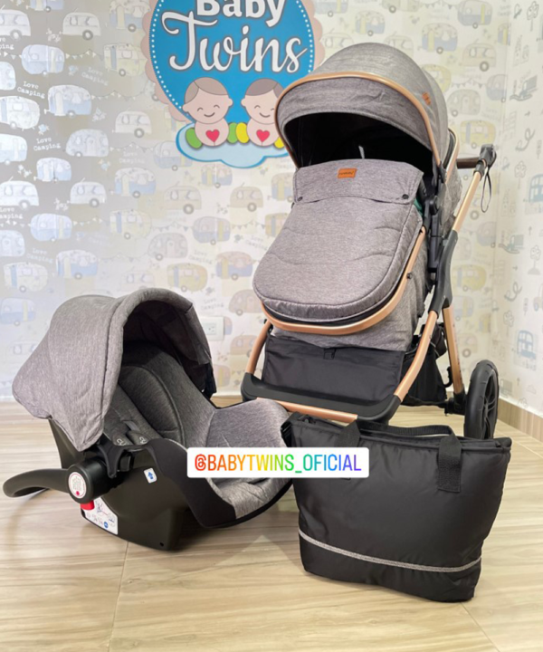 Coche moises con portabebe Santino gris - Cynebaby