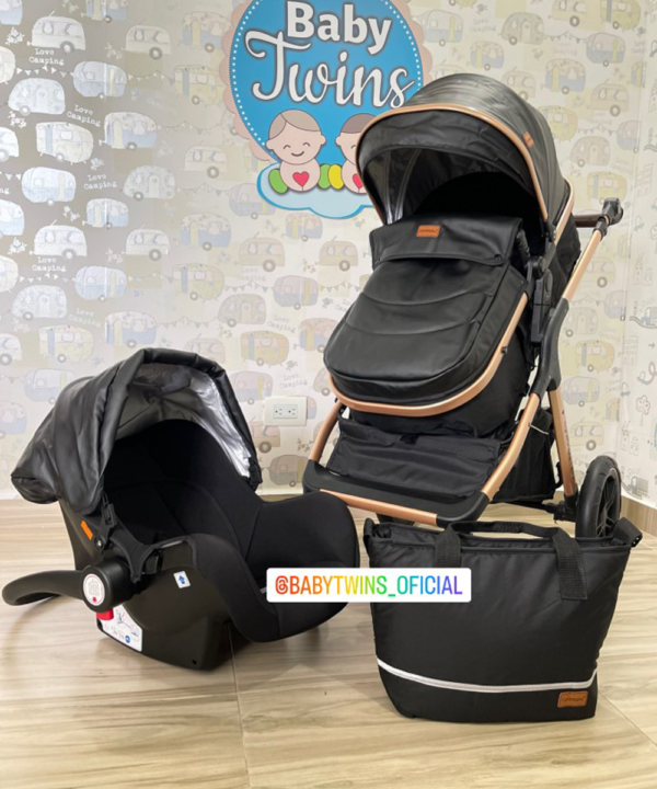 Coche Santino con portabebe  Negro -Cynebaby