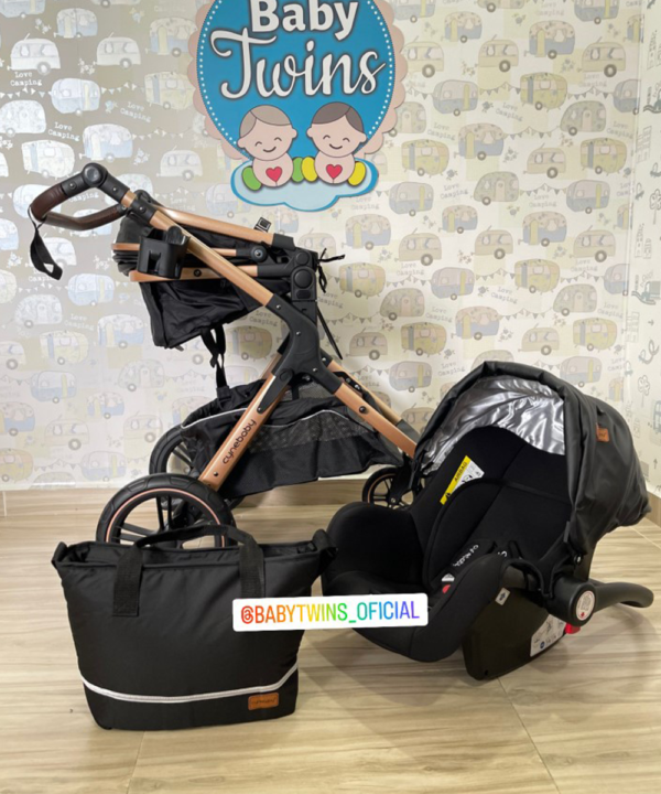 Coche Santino con portabebe  Negro -Cynebaby