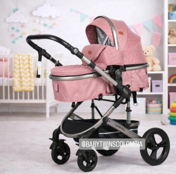 Coche Moises con silla del Carro Rosado Cynebaby Redondo