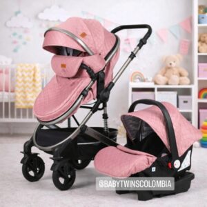 Coche Moises con silla del Carro Rosado Cynebaby Redondo