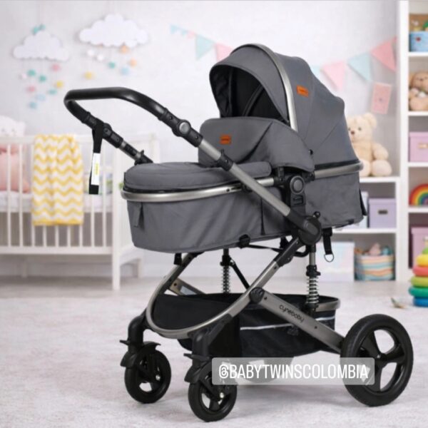 Coche Moises con silla del Carro Gris Cynebaby Redondo
