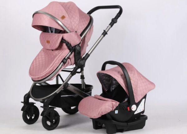 Coche Moises con silla del Carro Rosado Cynebaby Redondo
